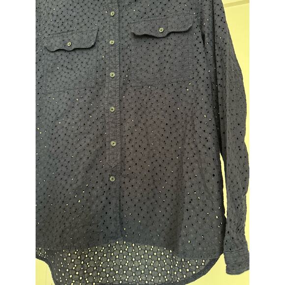Banana Republic Dillon‎ Shirt Women's Size Medium Navy Cutout - Picture 5 of 8